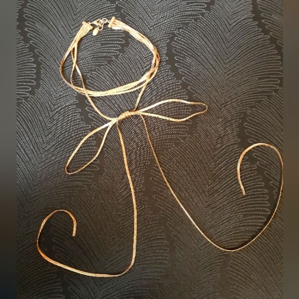 Zara Gold Multi-Strand Bow Necklace